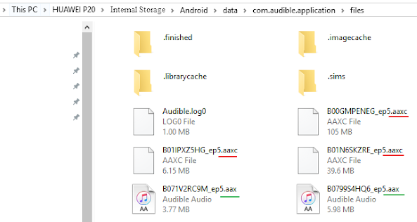 where are audible books stored on android